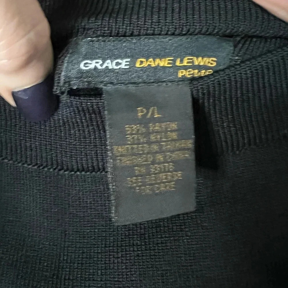 Grace Dane Lewis Petites Black, White and Salmon Elastic Waist Vintage Skirt -PL - Picture 4 of 8